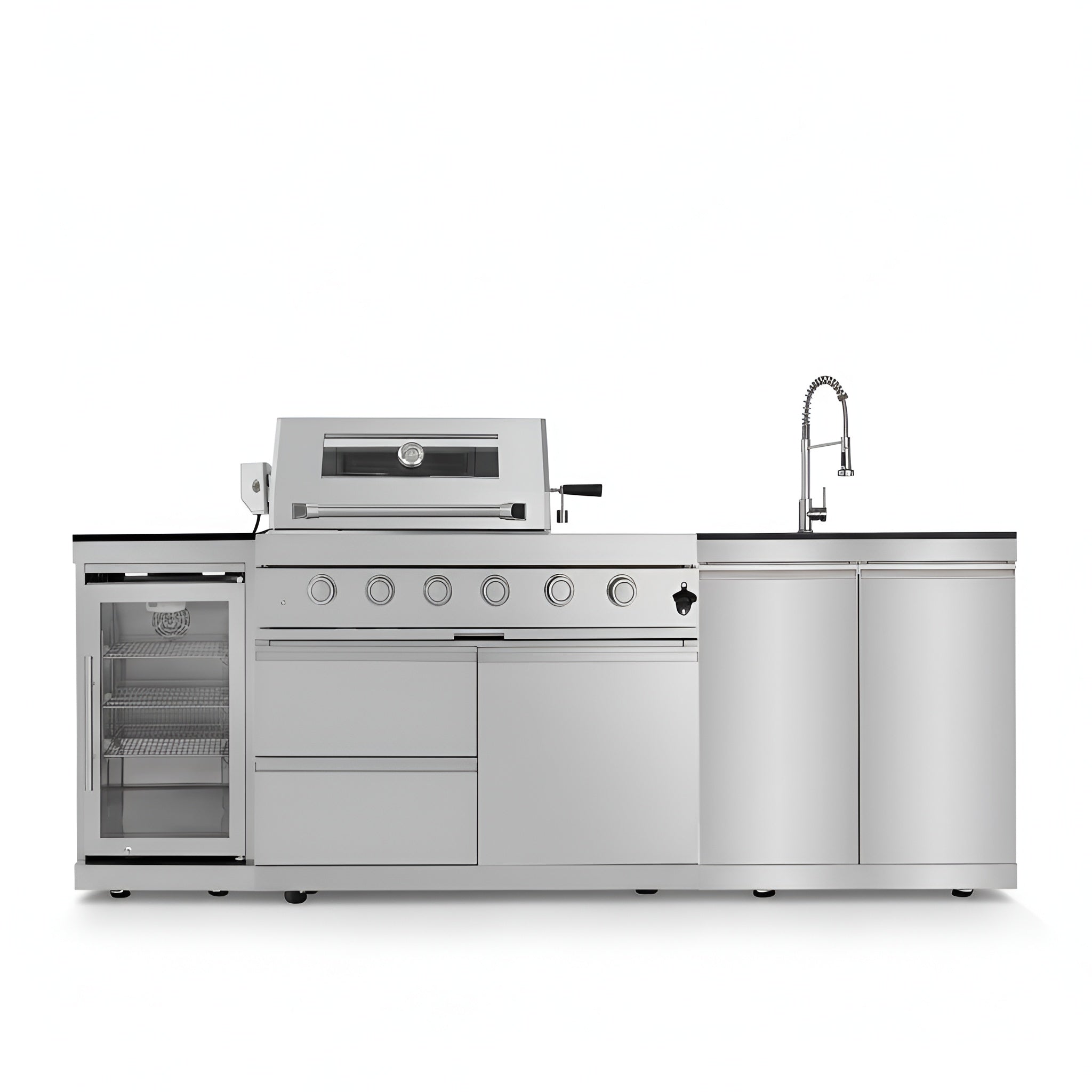 46” 4-Burner Stainless Steel Outdoor Kitchen Island with Fridge