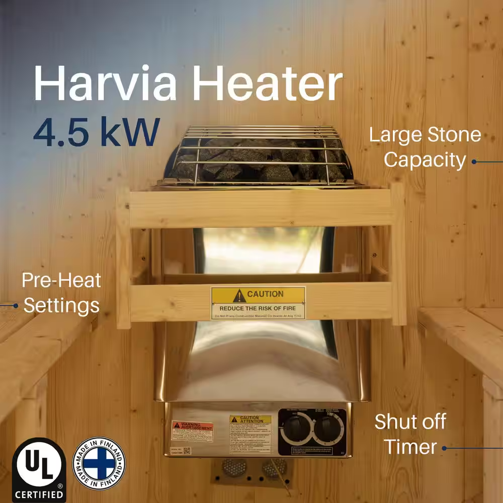 3-Person Finland Pine Traditional Barrel Sauna – Black Accents