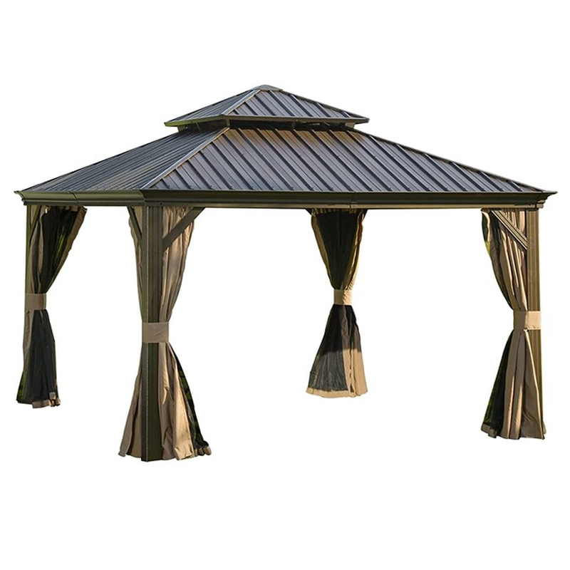 11.9’ x 11.9’ Brown Hardtop Gazebo