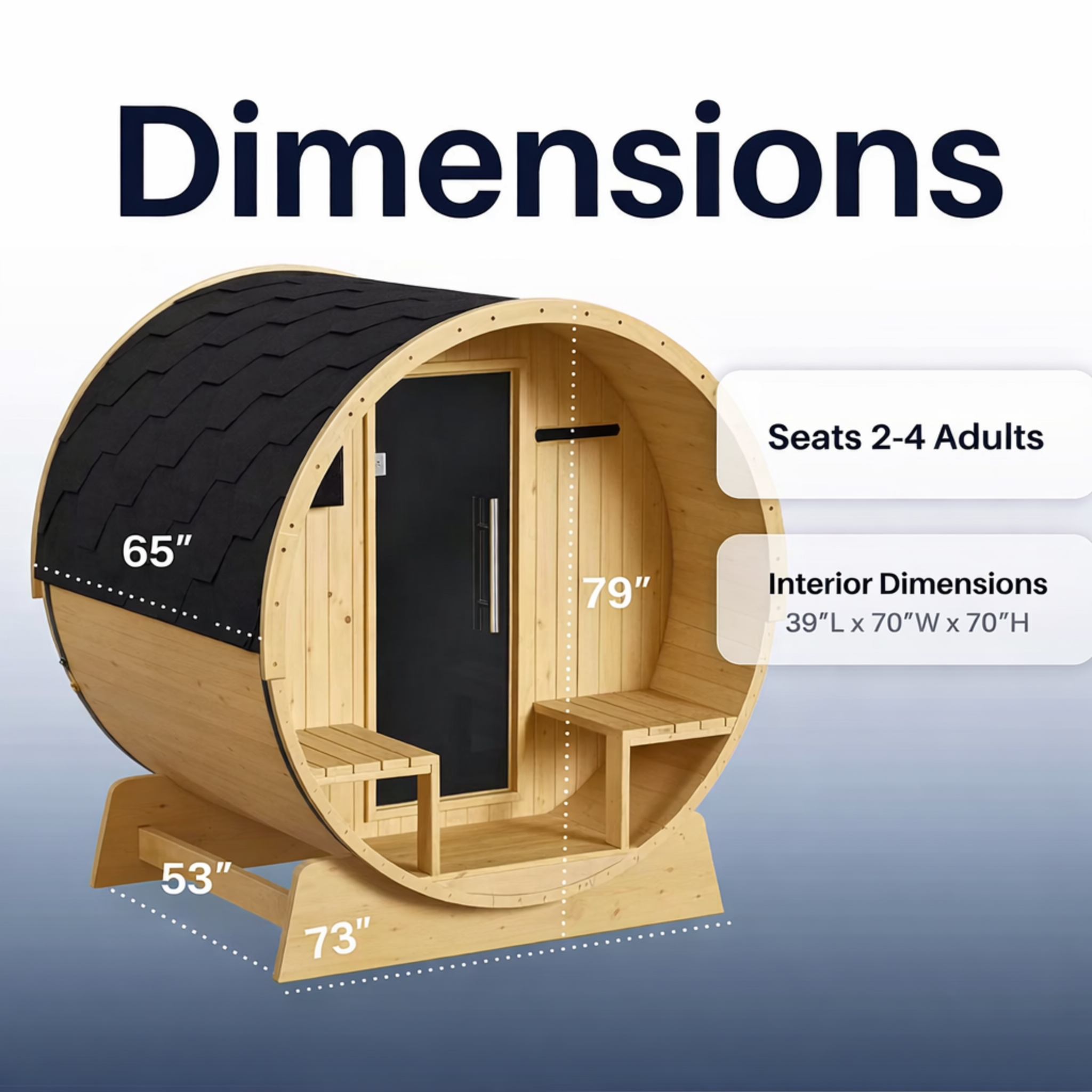 3–5 Person Finland Pine Barrel Sauna – 4.5 kW Heater
