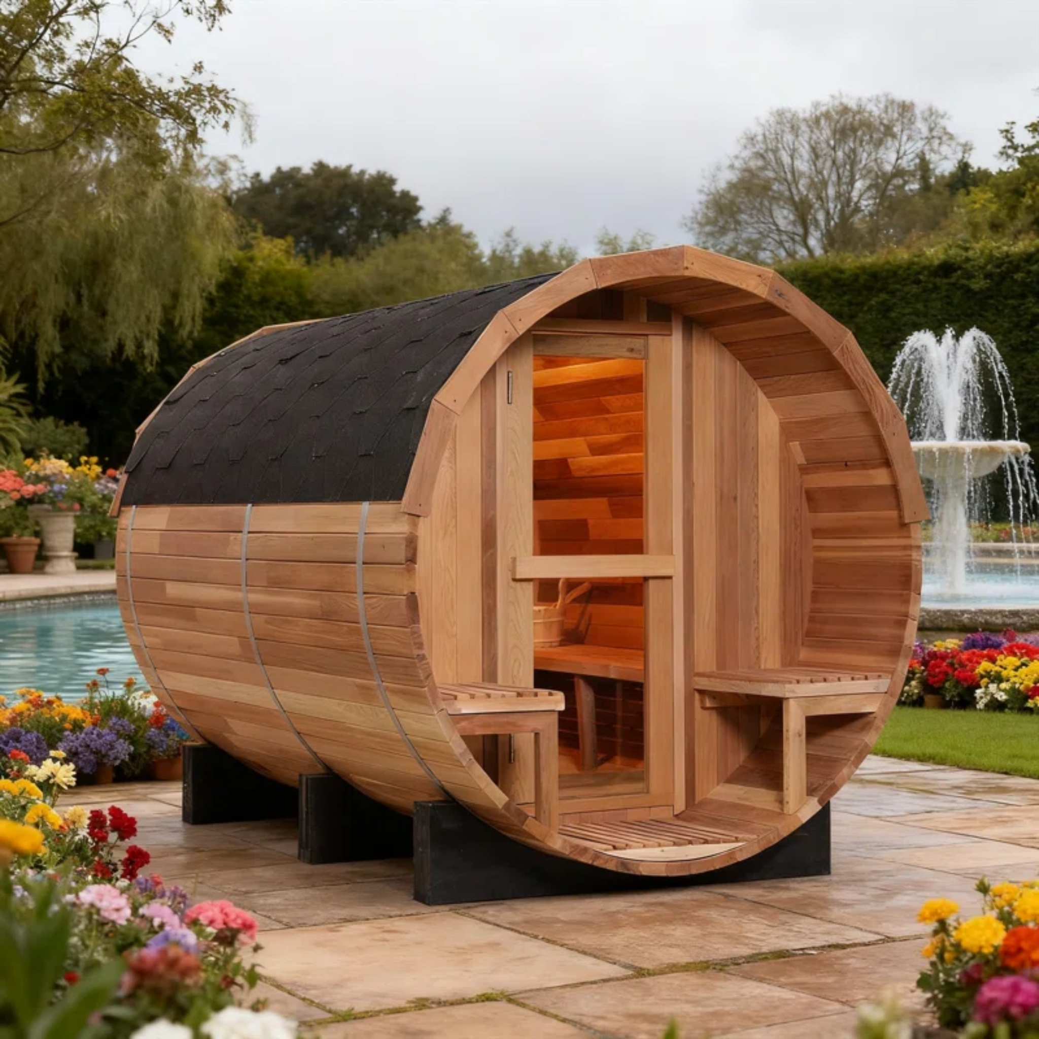 6-Person Cedar Barrel Steam Sauna