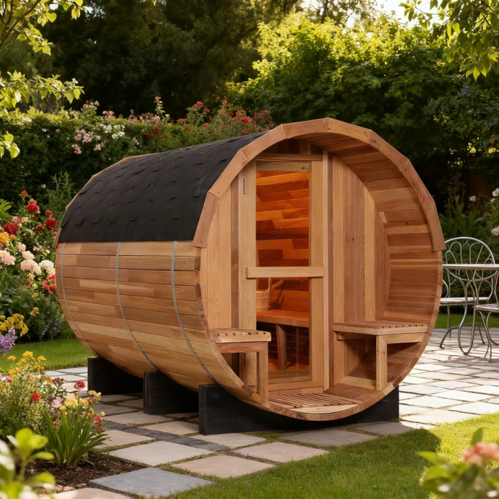 6-Person Cedar Barrel Steam Sauna