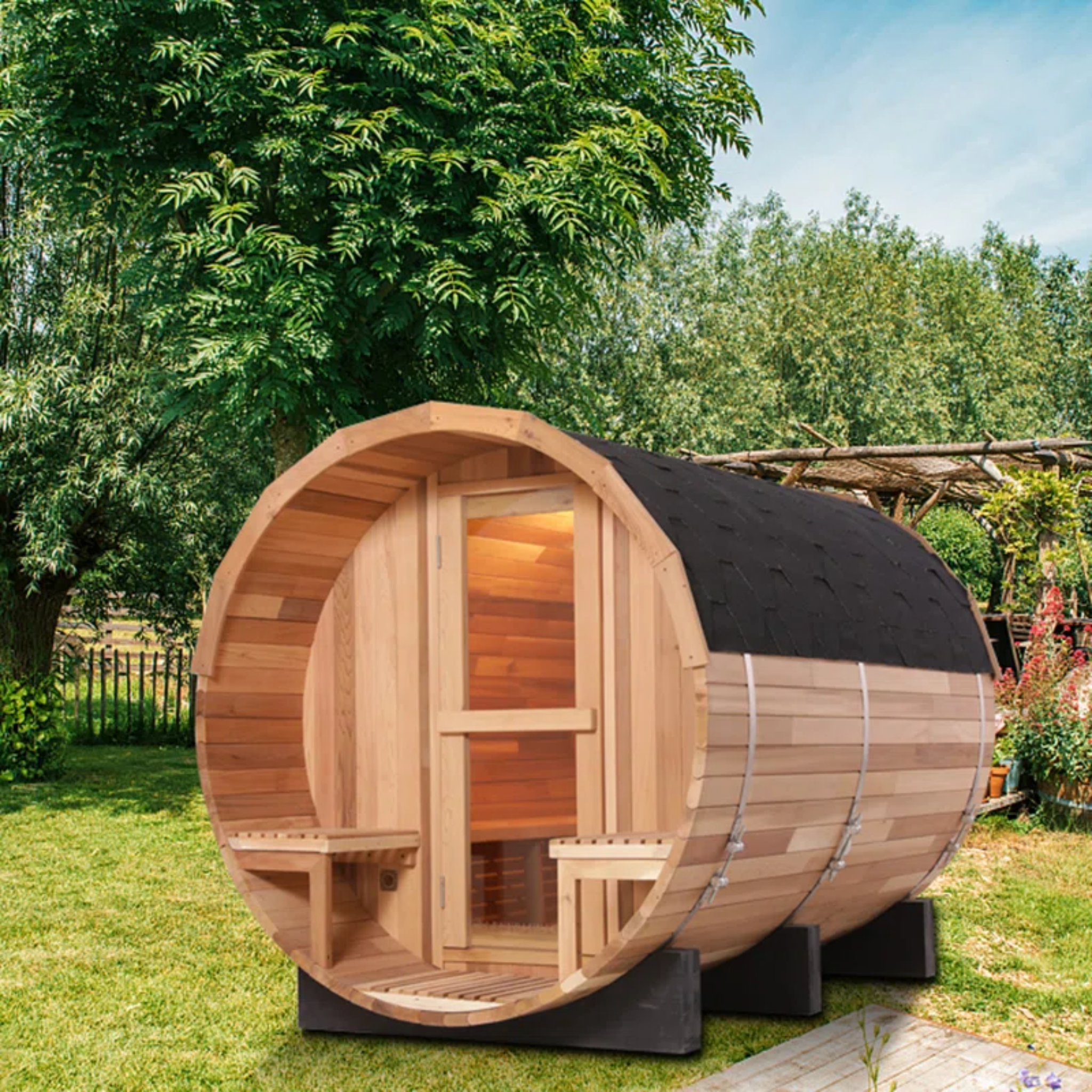 6-Person Cedar Barrel Steam Sauna