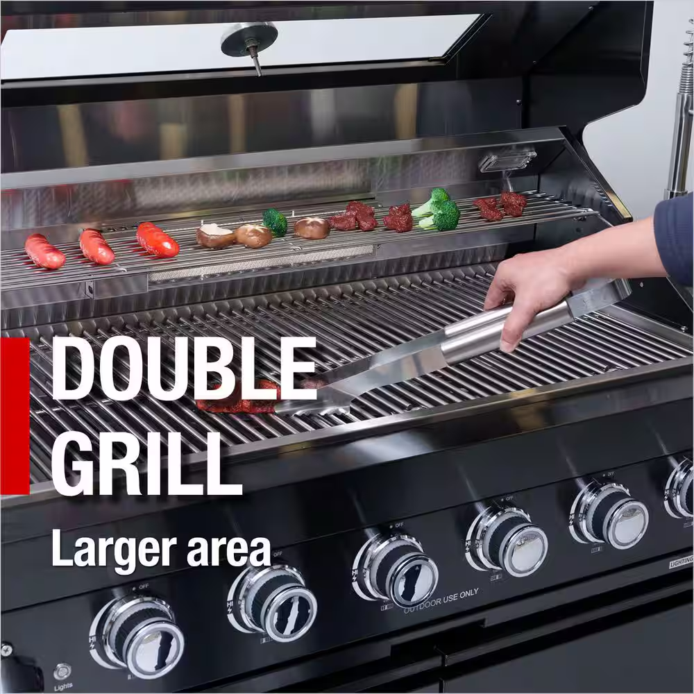 43” 6-Burner Stainless Steel Outdoor Kitchen Island with Fridge