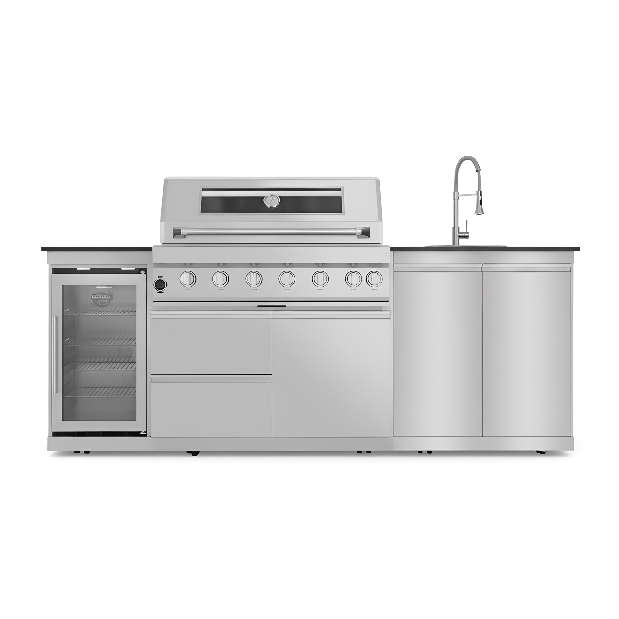 43” 6-Burner Stainless Steel Outdoor Kitchen Island with Fridge