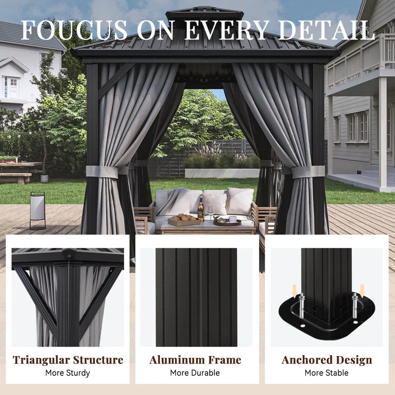 8 Ft. W X 8 Ft. D Patio Gazebo with Double Roof