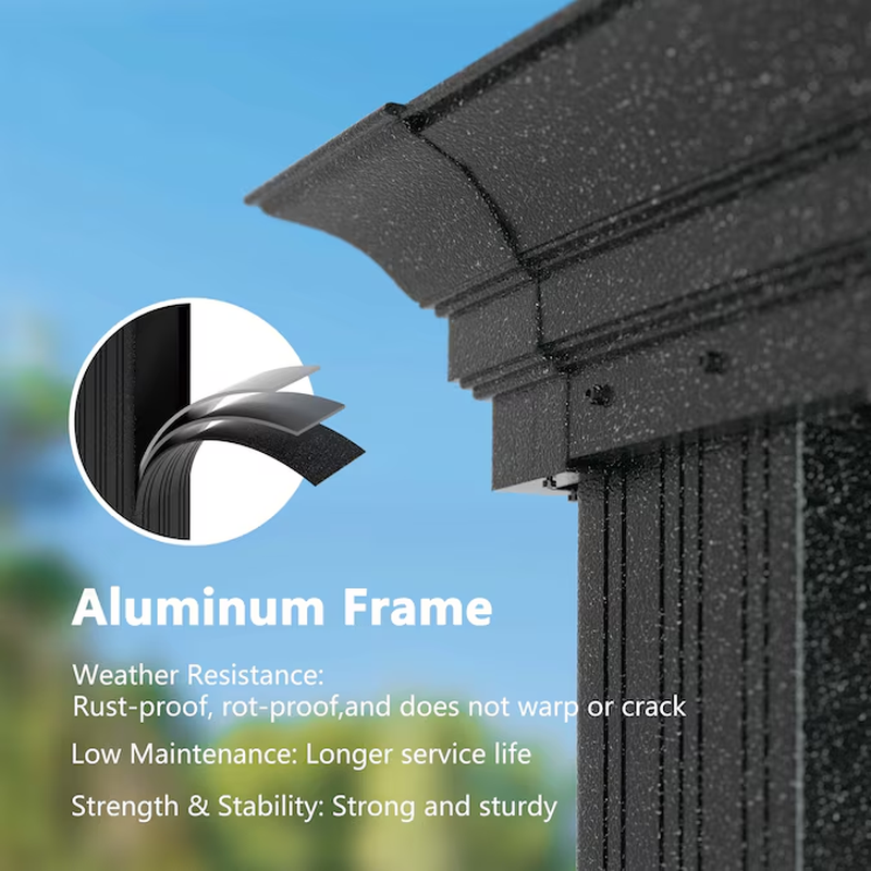 12’ x 10’ Black Aluminum Hardtop Gazebo