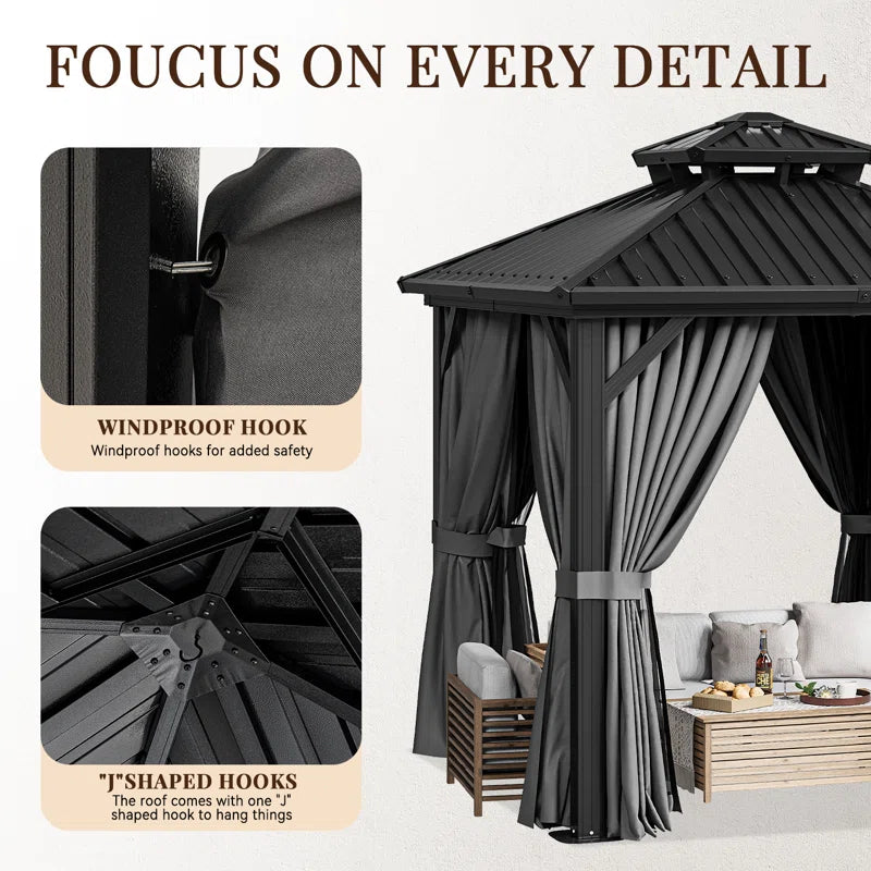 8 Ft. W X 8 Ft. D Patio Gazebo with Double Roof