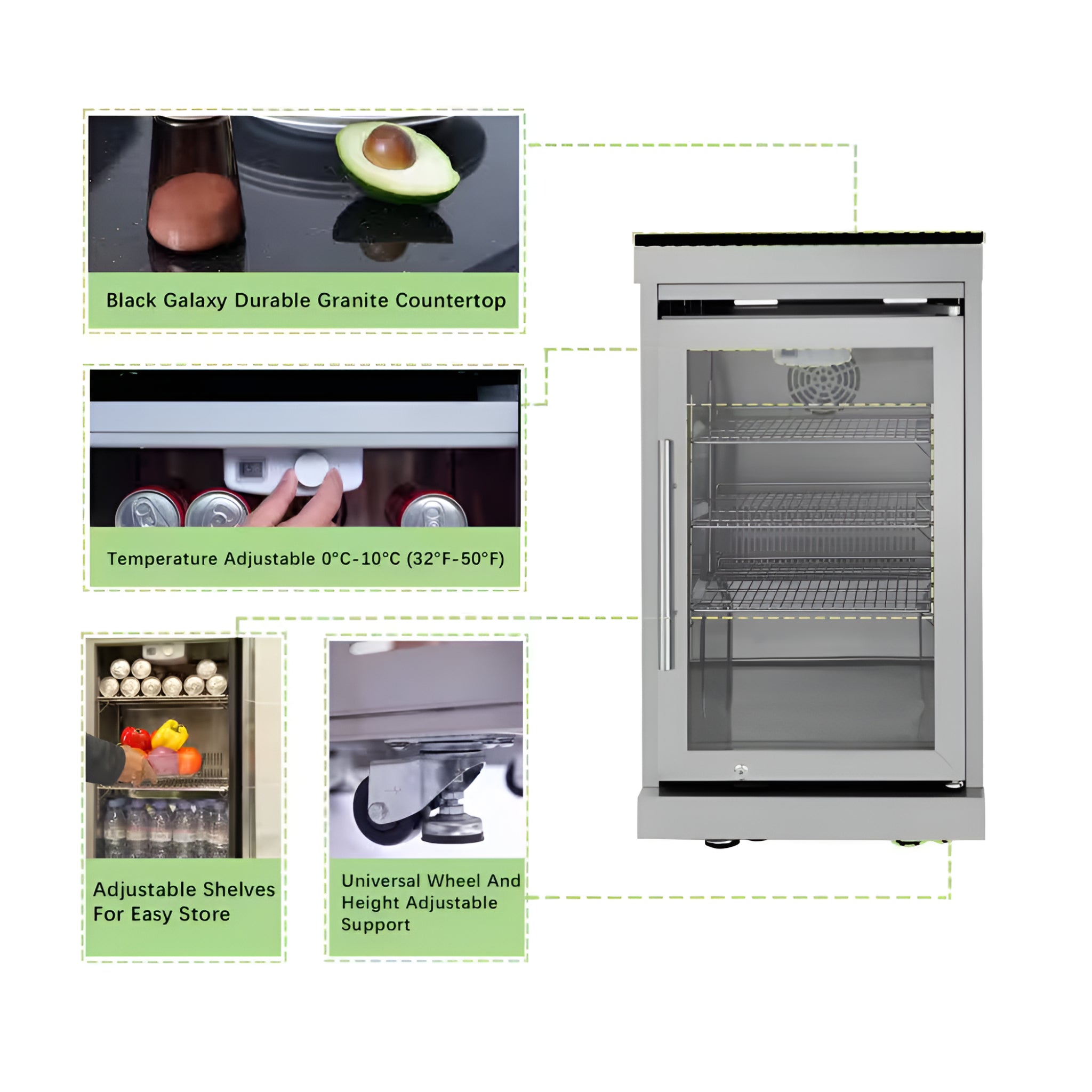 46” 4-Burner Stainless Steel Outdoor Kitchen Island with Fridge